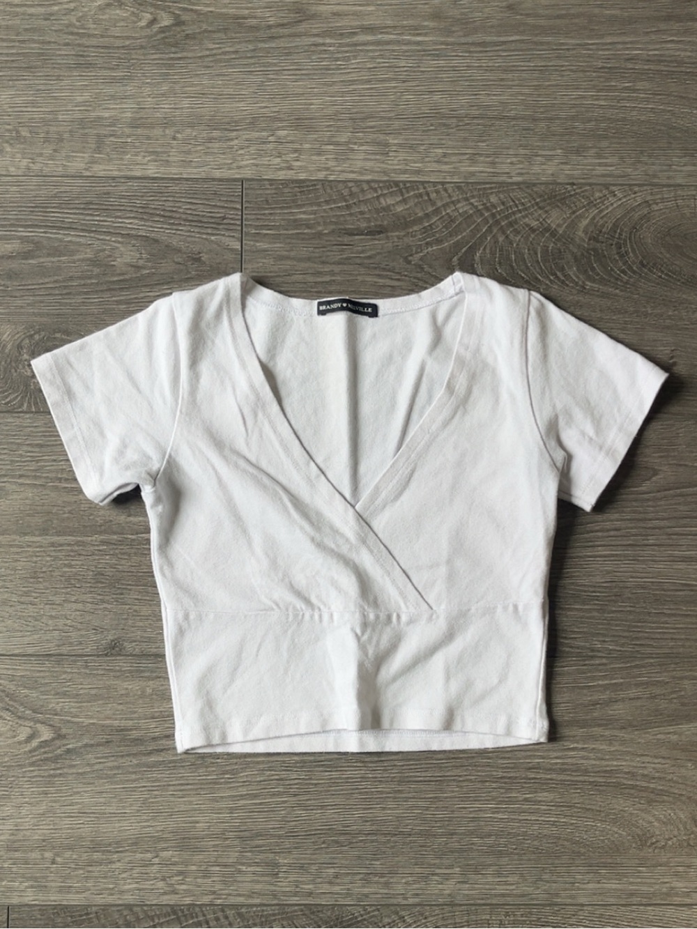 Brandy Melville White Wrap-Front Crop Top